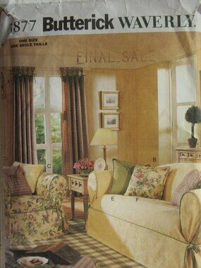 Butterick Waverly 3877 Chairs Slipcovers and Pillows, Uncut, 2003   S126